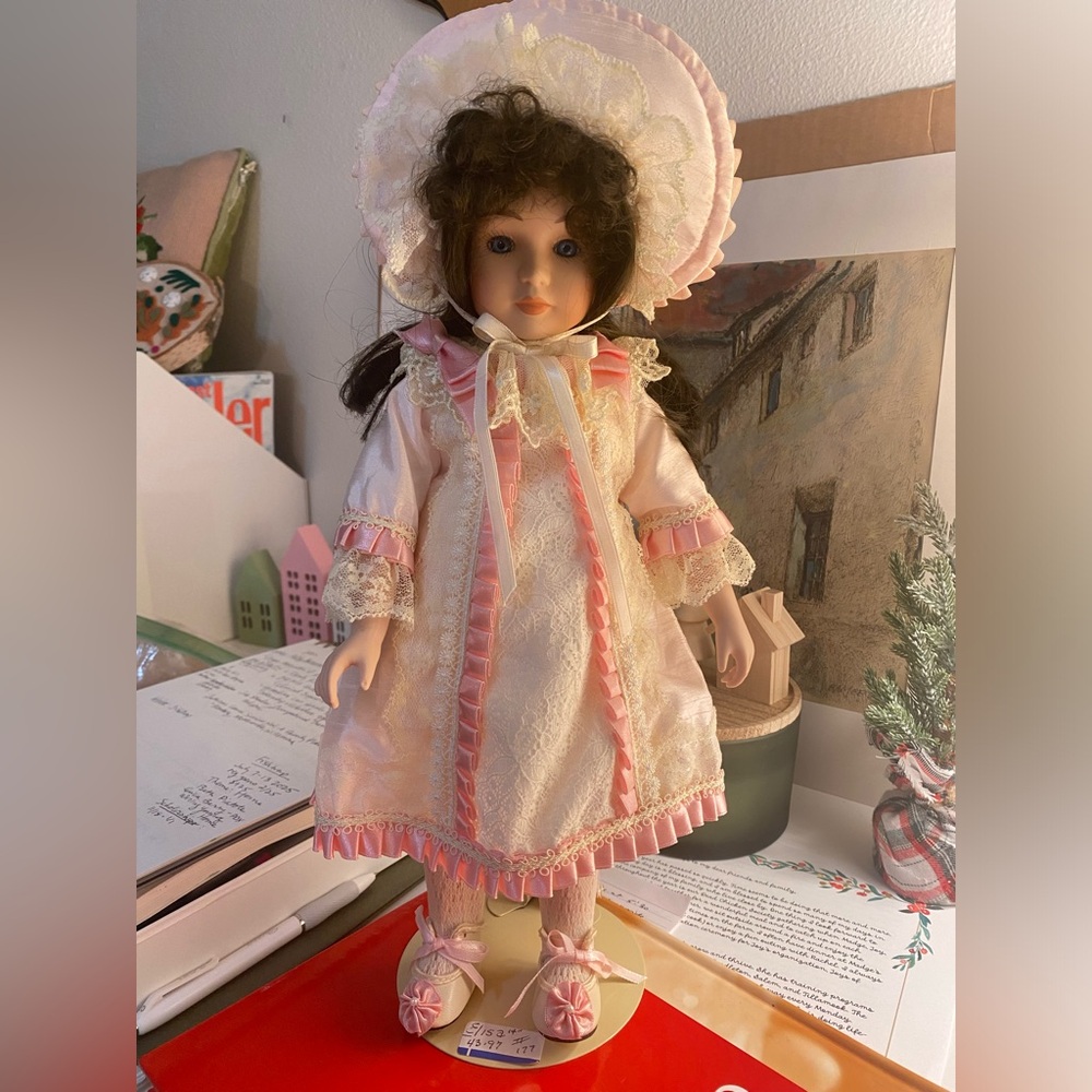 Vintage Collectible Doll w Stand